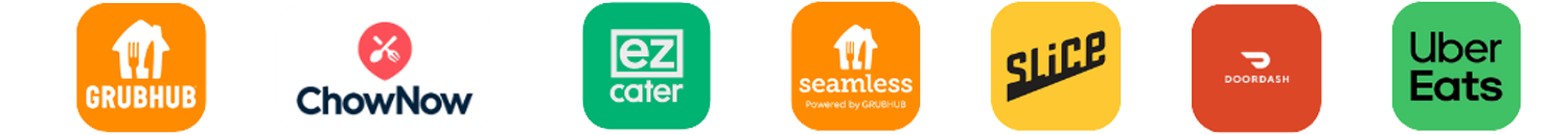 Compatible with Grubhub, ChowNow, EZCater, Seamless, Slice, DoorDash, and UberEats